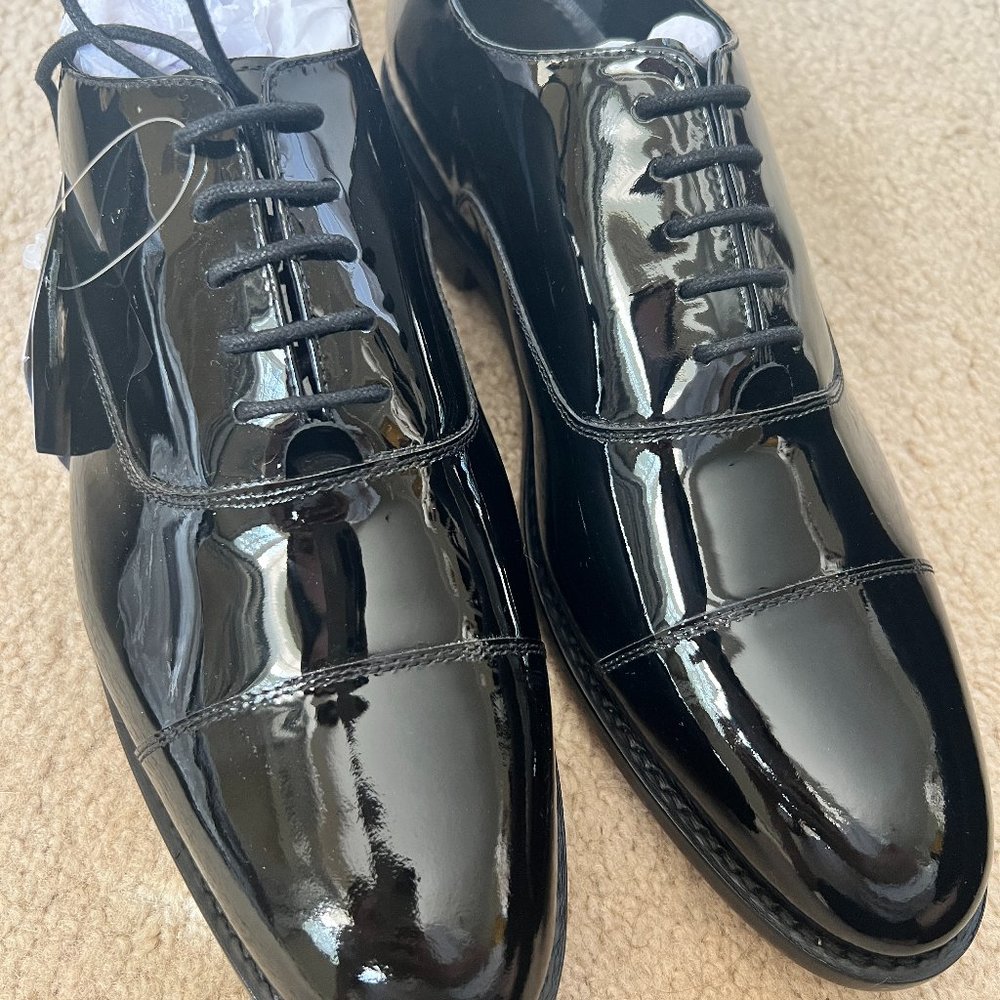 NWT Men's Anthony Veer Black Patent Leather Clinton Tuxedo Oxford